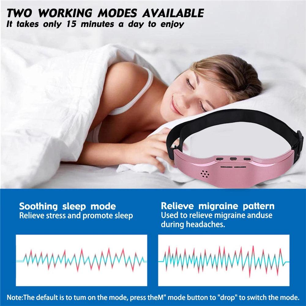 Electric Headache ＆ Migraine Relief Head Massager Insomnia Therapy Release Stress Sleep Monitor Relax Health Care Sleeping Device - Ammpoure Wellbeing