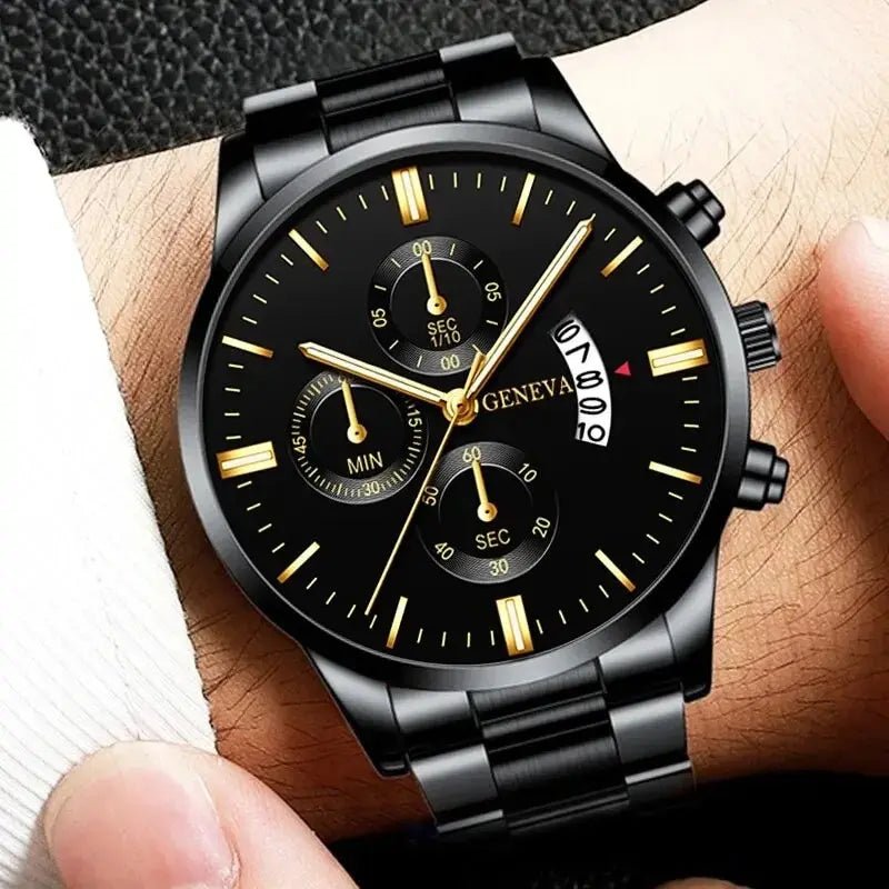 Fashion Men Stainless Steel Watch Luxury Calendar Quartz Wrist Watch Mens Business Watches for Man Clock Montre Homme - Ammpoure Wellbeing