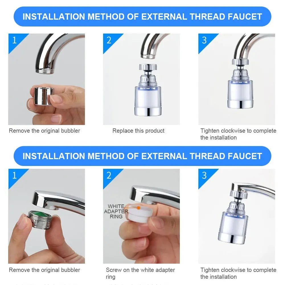 Faucet Filter Element Purifier Sprayer Head Household Water Purifier Filter Shower Remove 360° Chlorine Heavy Metal Filtered - Ammpoure Wellbeing