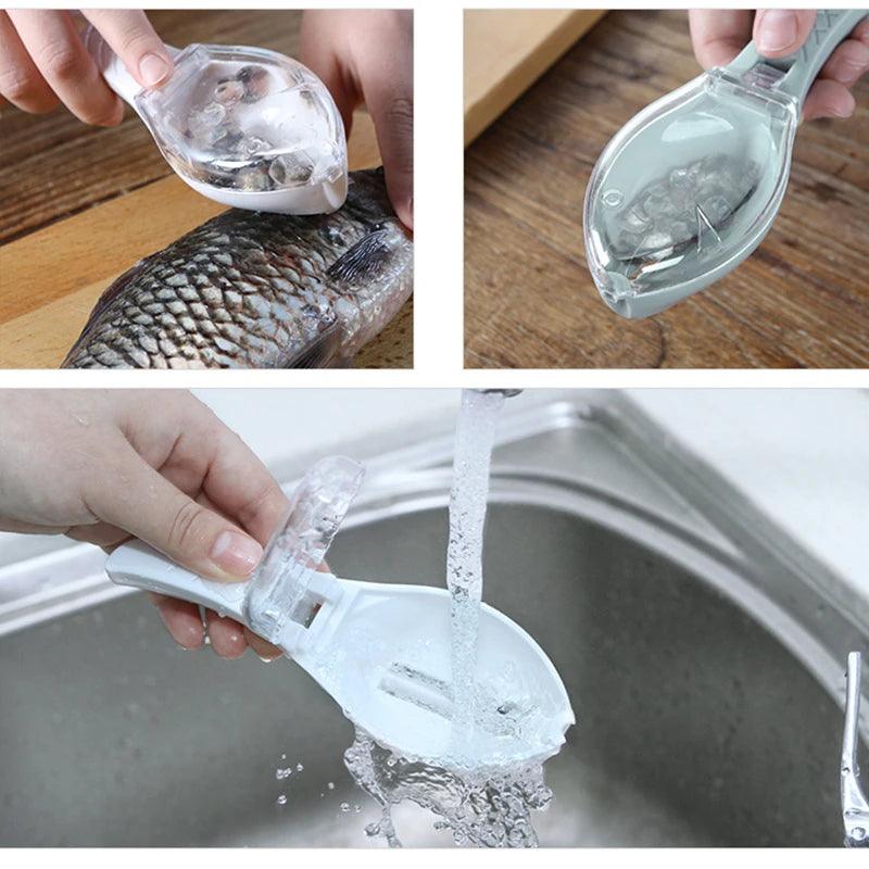 Fish Scales Graters Scraper Fish Cleaning Tool Scraping Scales Device with Cover Home Kitchen Cooking Fish Tool Kitchen Tools - Ammpoure Wellbeing