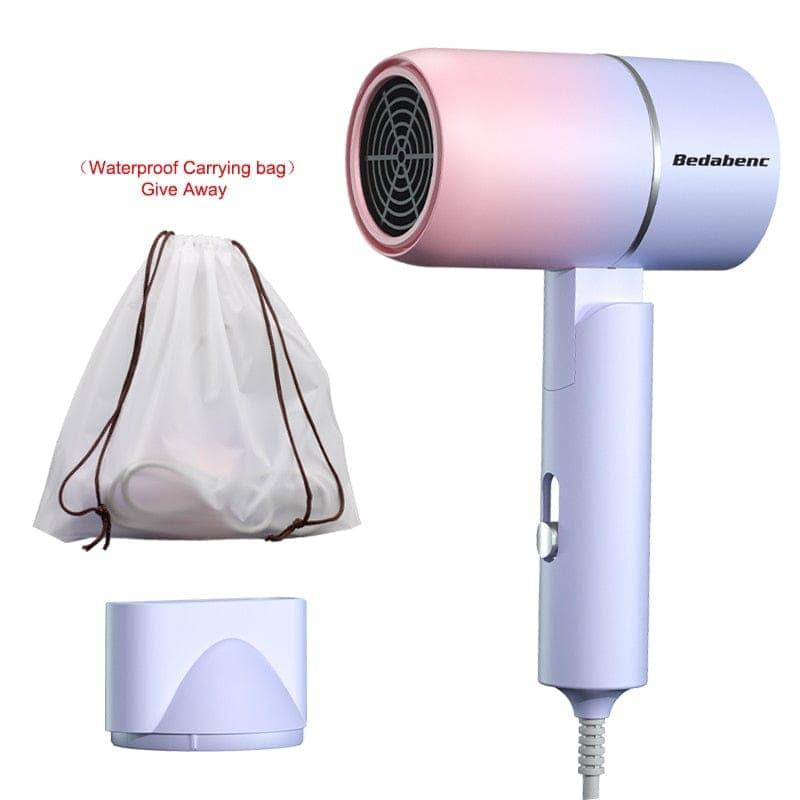 Folding Hairdryer 220V - 240V 750W With Carrying Bag Hot Air Anion Hair Care For Home MIni Travel Hair Dryer Blow Drier Portable - Ammpoure Wellbeing