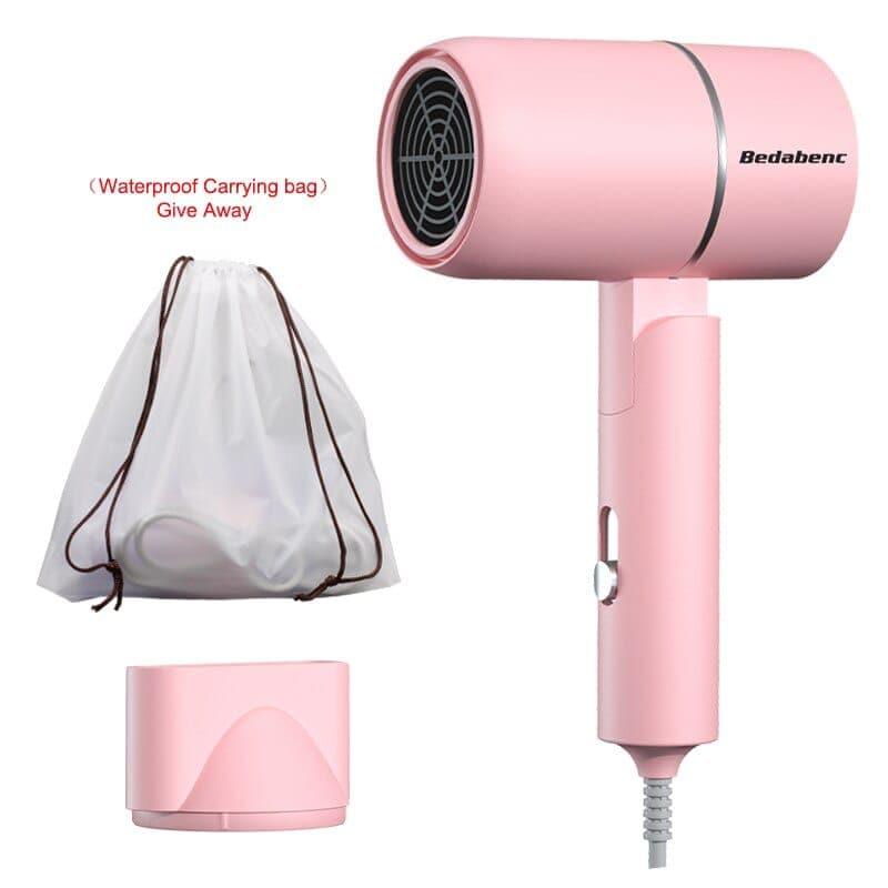 Folding Hairdryer 220V - 240V 750W With Carrying Bag Hot Air Anion Hair Care For Home MIni Travel Hair Dryer Blow Drier Portable - Ammpoure Wellbeing