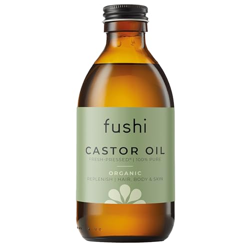 Fushi Organic Castor Oil 250ml 100% Pure Cold & Fresh - Pressed For Dry Skin & Hair Growth, Eyelashes & Eyebrows Hexane Free Natural Food - grade Sustainably Sourced(Packaging may vary) - Ammpoure Wellbeing