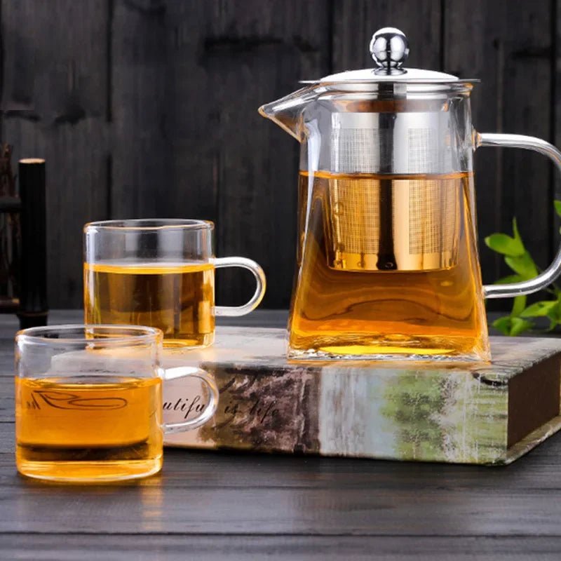 Glass Teapot with Infuser Tea Set Kettle Maker Infusers Jug Teaware Kitchen Dining Bar Home Tea Kit Glass Teapot Samovar - Ammpoure Wellbeing