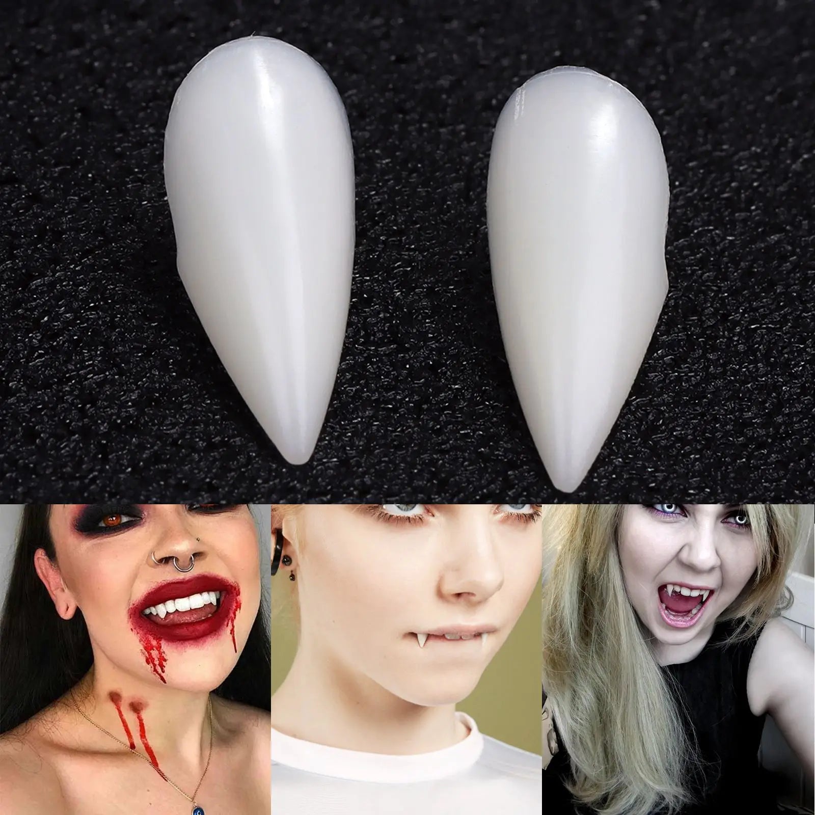 Halloween Decoration Vampire Teeth Fangs Dentures Props Halloween Cosplay Props False Fangs With Solid Glue Halloween Props - Ammpoure Wellbeing