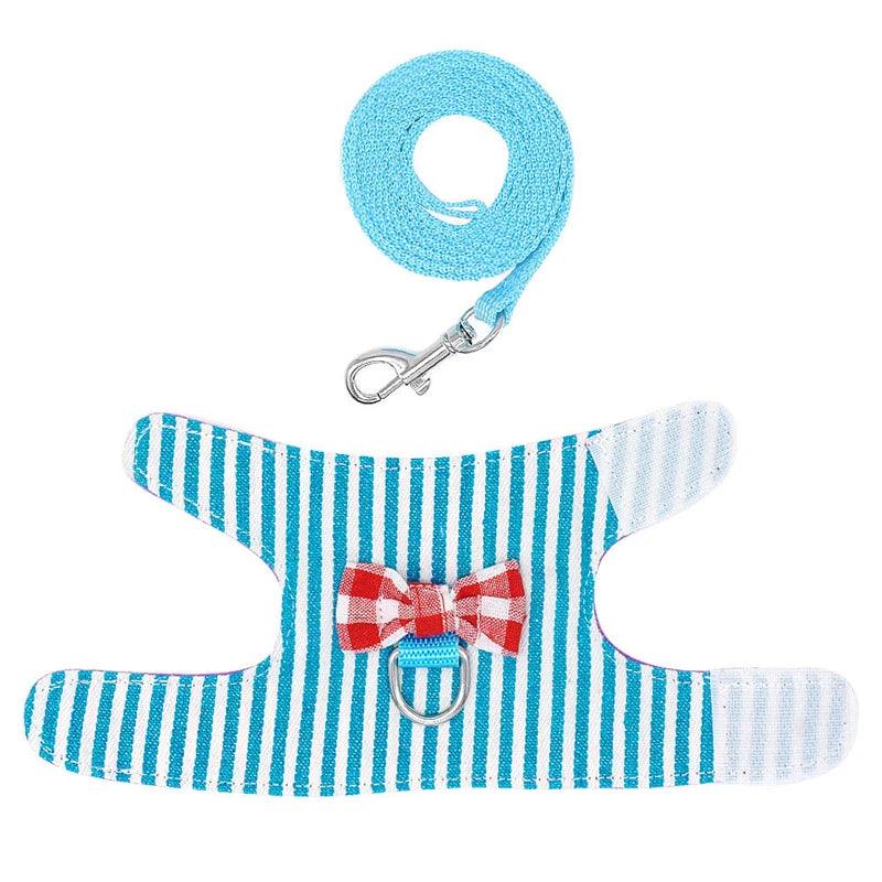 Hamster Small Pet Harness Rabbit Bowtie Striped Star Harness Vest Leash Traction Rope Baby Ferrets Rats Hamster Chest Strap - Ammpoure Wellbeing