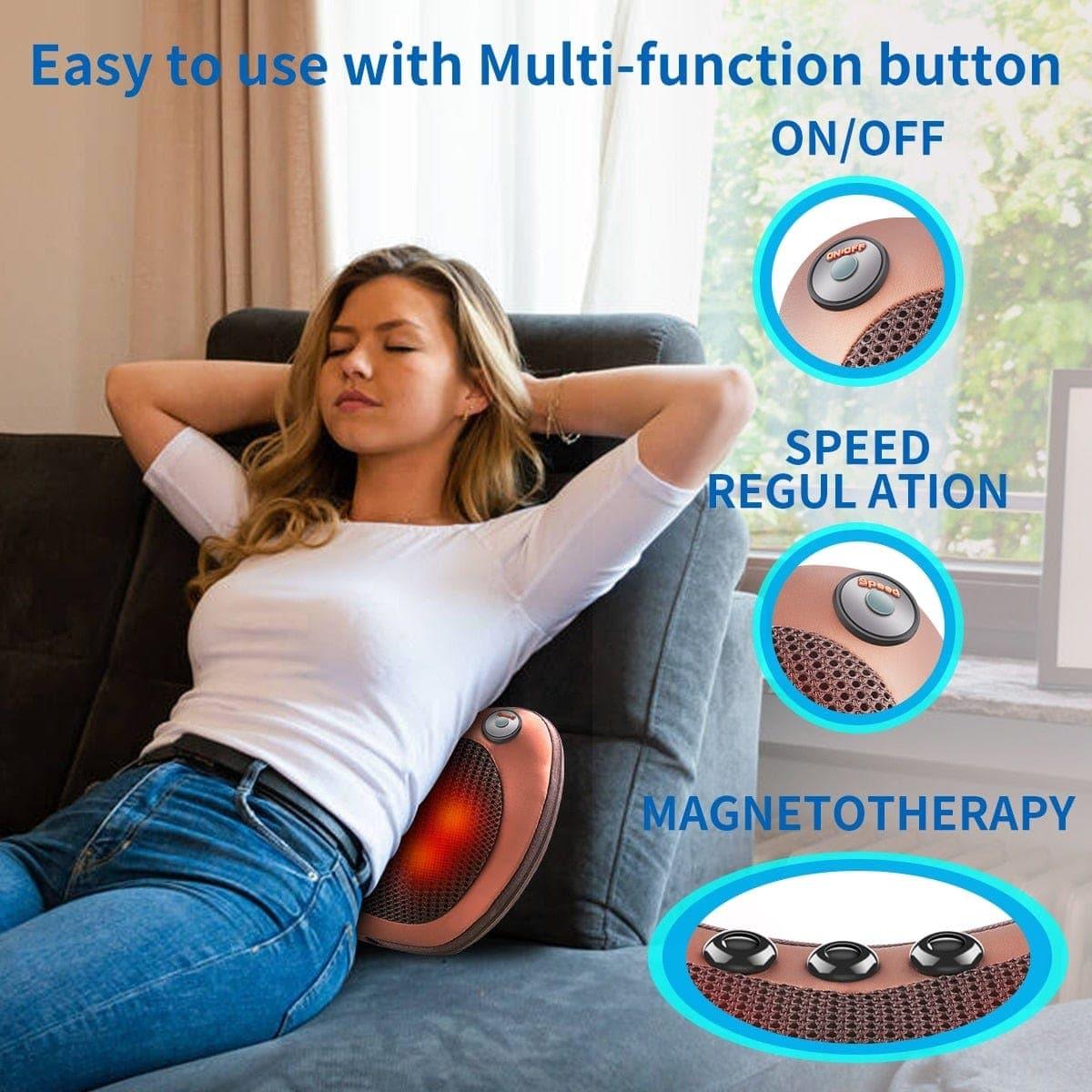 Head Massage Pillow Vibrator Massager - Infrared Therapy Shiatsu - Ammpoure Wellbeing