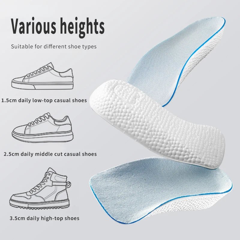 Height Increase Insoles Men Women Shoes Flat Feet Arch Support Orthopedic Insoles Sneakers Heel Lift Memory Foam Soft Shoe Pads - Ammpoure Wellbeing