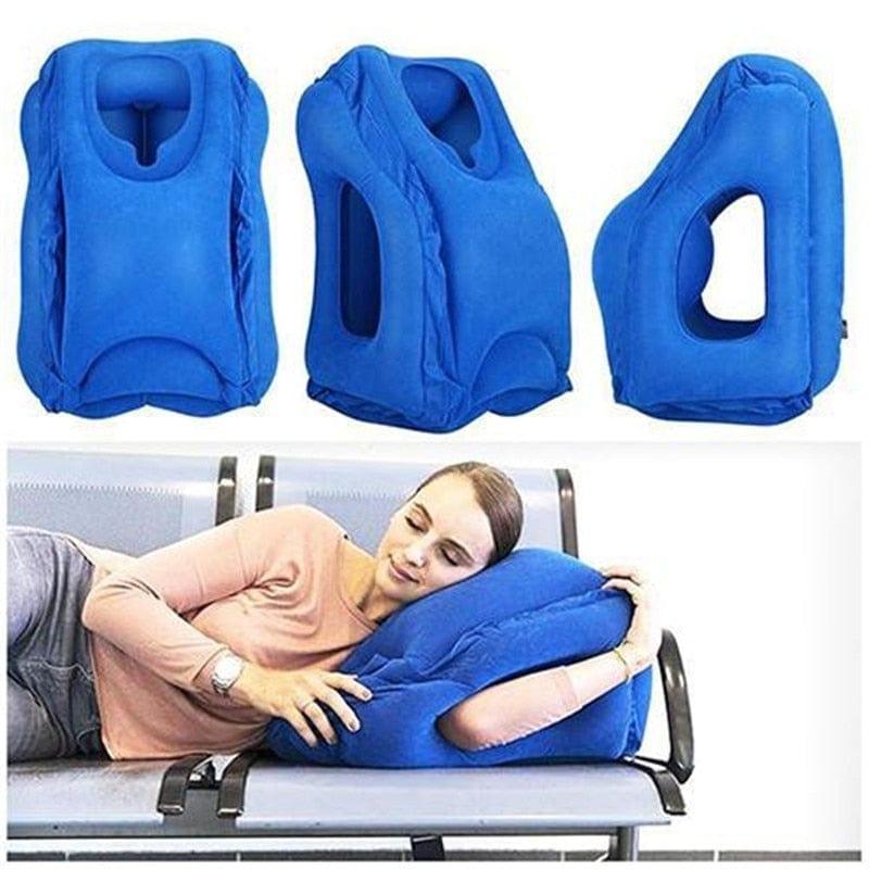 Inflatable Air Cushion Travel Pillow Headrest Chin Support Cushions for Airplane Plane Office Rest Neck Nap Pillows - Ammpoure Wellbeing