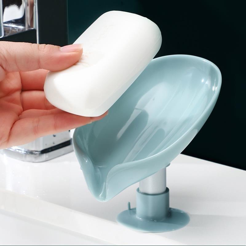 Leaf Shape Soap Box Drain Soap Holder Box Bathroom Shower Soap Holder sponge Storage Plate Tray Bathroom Supplies Bathroom Gadge - Ammpoure Wellbeing