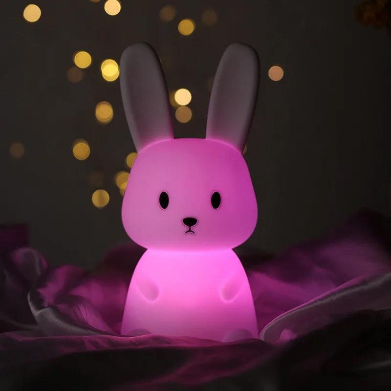 LED Night light Silicone Rabbit Touch Sensor lamp Cute Animal Light Bedroom Decor Gift for Kid Baby Child Table Lamp Home Decor - Ammpoure Wellbeing