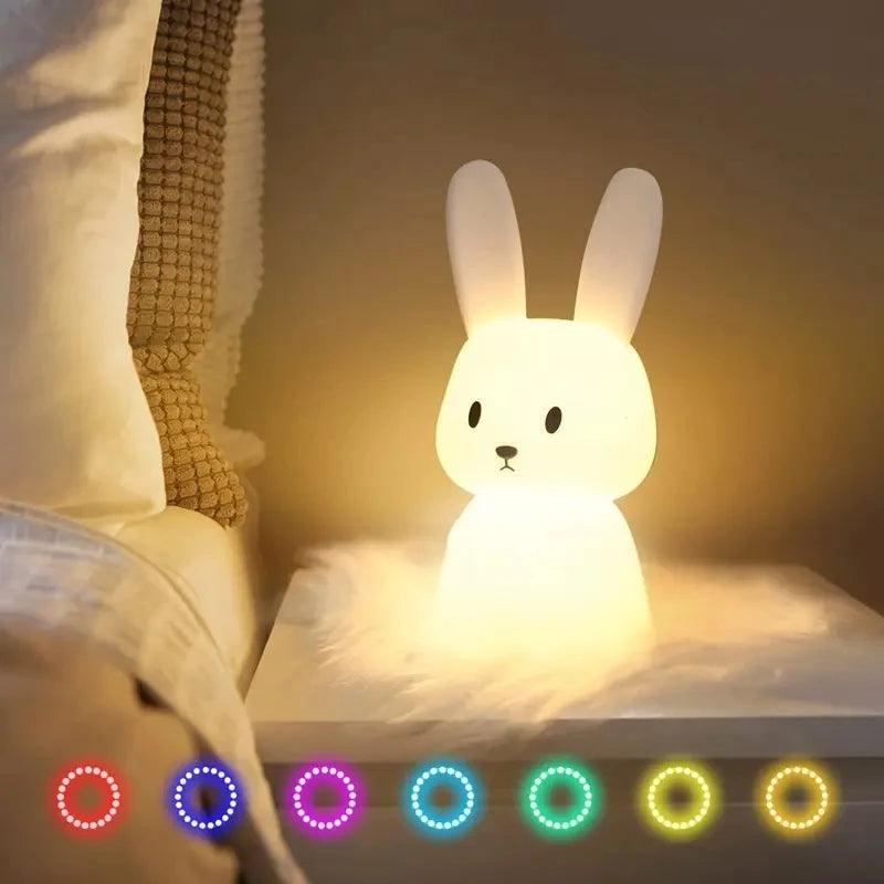 LED Night light Silicone Rabbit Touch Sensor lamp Cute Animal Light Bedroom Decor Gift for Kid Baby Child Table Lamp Home Decor - Ammpoure Wellbeing