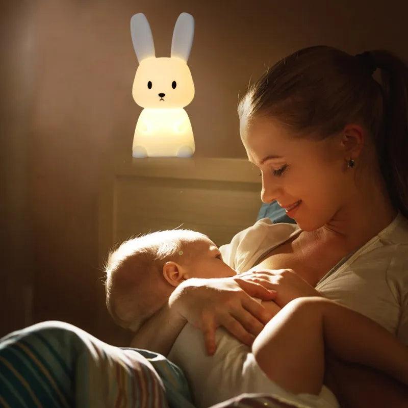 LED Night light Silicone Rabbit Touch Sensor lamp Cute Animal Light Bedroom Decor Gift for Kid Baby Child Table Lamp Home Decor - Ammpoure Wellbeing