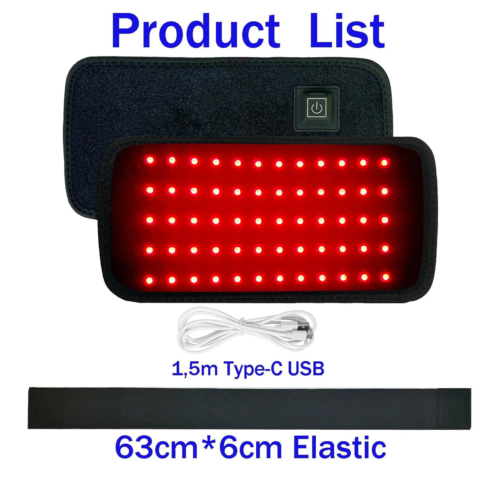LED Red Light Therapy Belt for Pain Relief 660nm 850nm Red Infrared Light Pad for Waist,Back,Abdomen,Knees,Wrists Joints Muscle - Ammpoure Wellbeing