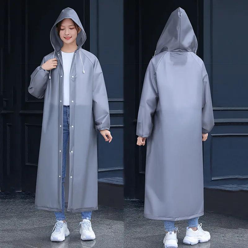 Long Raincoats EVA Impermeable Waterproof Rain Coat Men Women Travel Hooded Beam Port Rain Poncho For Fishing Camping - Ammpoure Wellbeing