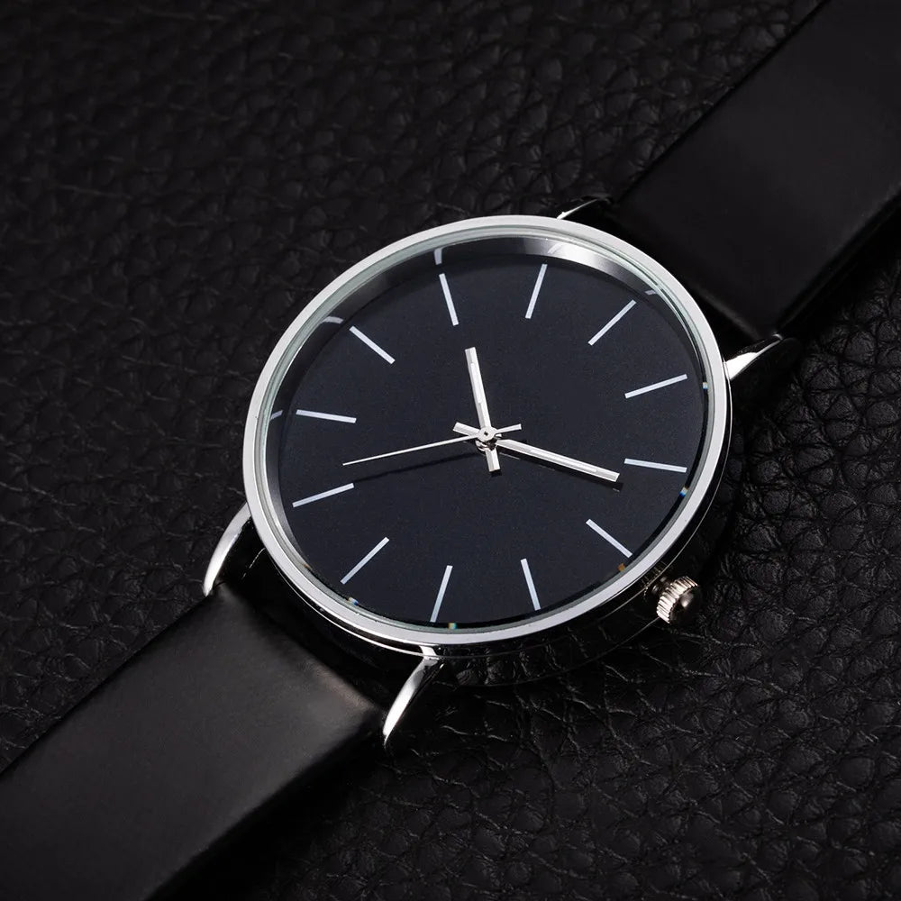 Luxury Brand Men's Watches Fashion Metal Round Dial Analog Quartz Wristwatch for Men Women Leather Band Casual Simple Male Clock - Ammpoure Wellbeing