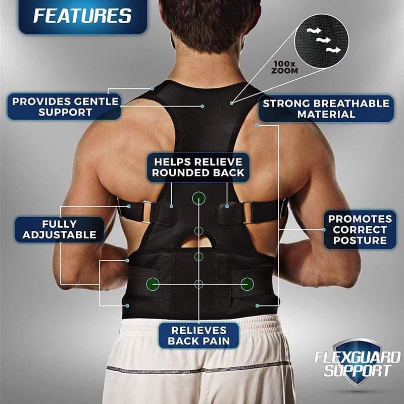 Magnetic Therapy Posture Corrector Brace UK Back Support Belt for Men Women (S - XXL) - Ammpoure Wellbeing