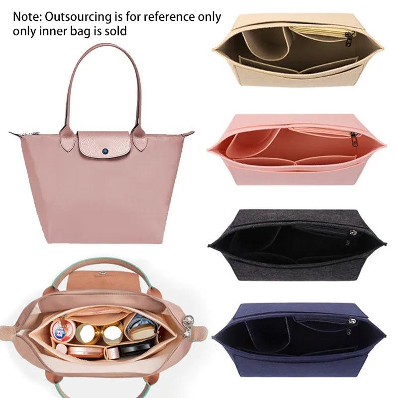 Makeup Organizer Felt Insert Bag for Women Handbag Travel Inner Purse Portable Cosmetic Bags fit Various Brand Bags - Ammpoure Wellbeing