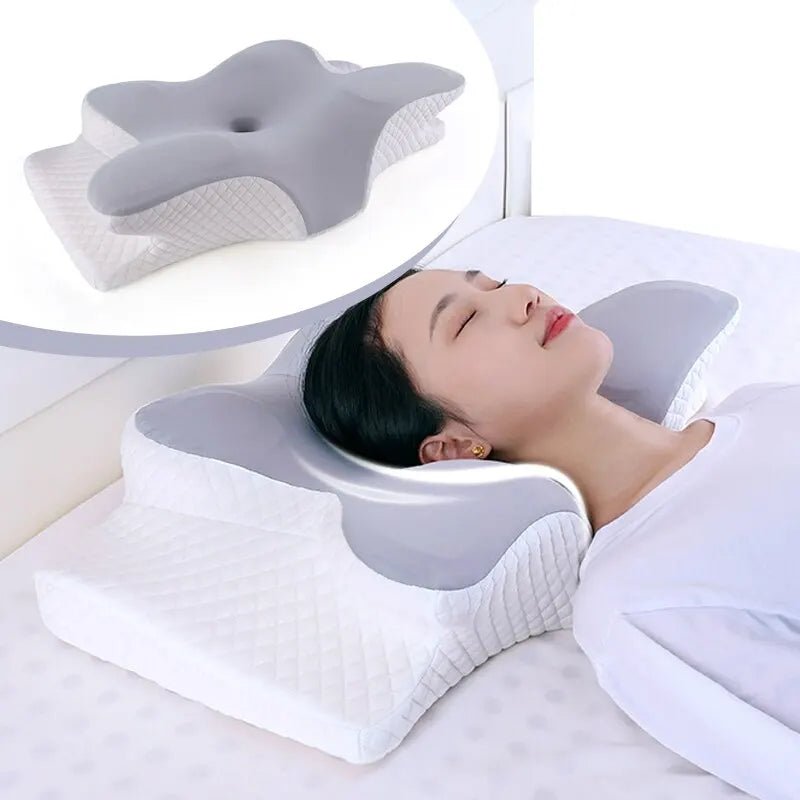 Memory Foam Pillows Butterfly Shaped Relaxing Cervical Slow Rebound Neck Pillow Pain Relief Sleeping Orthopedic Pillow Beding - Ammpoure Wellbeing