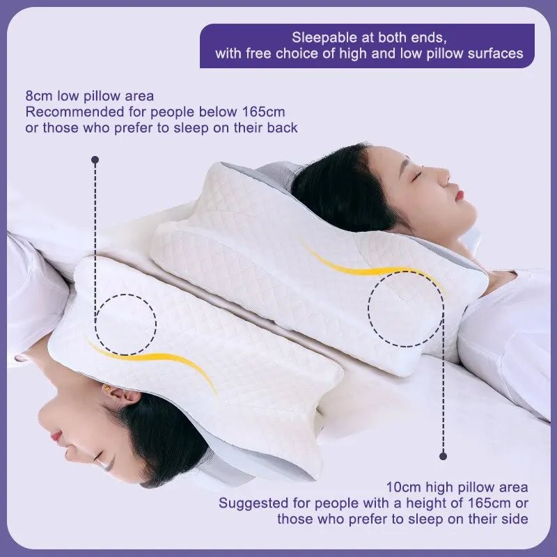 Memory Foam Pillows Butterfly Shaped Relaxing Cervical Slow Rebound Neck Pillow Pain Relief Sleeping Orthopedic Pillow Beding - Ammpoure Wellbeing