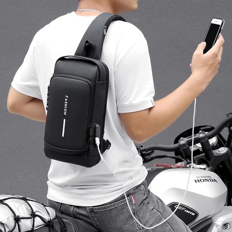 Men Multifunction Anti Theft USB Shoulder Bag Man Crossbody Cross Body Travel Sling Chest Bags Pack Messenger Pack - Ammpoure Wellbeing