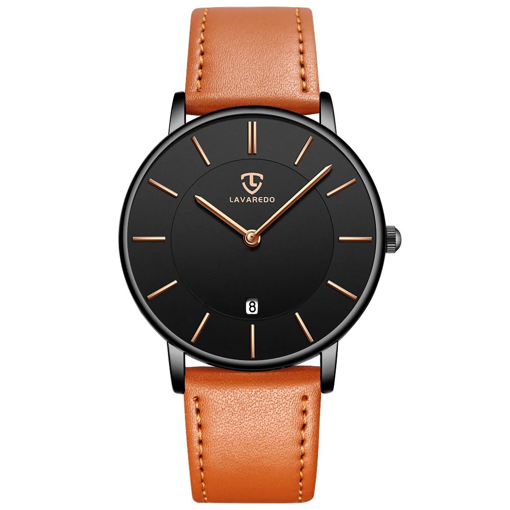 Mens Watches, Minimalist Fashion Simple Wrist Watch for Men Analog Date with Leather Strap - Ammpoure Wellbeing