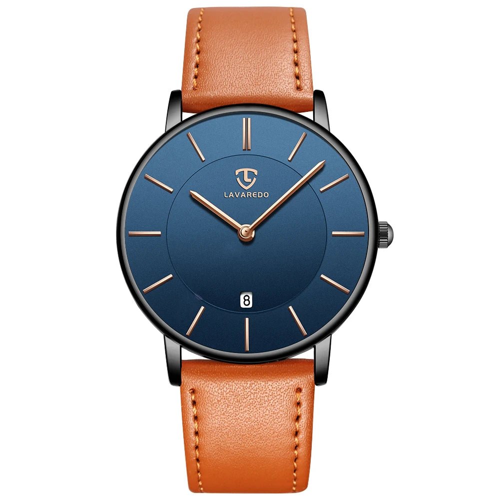 Mens Watches, Minimalist Fashion Simple Wrist Watch for Men Analog Date with Leather Strap - Ammpoure Wellbeing