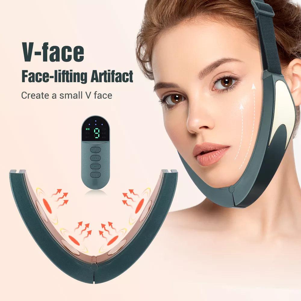 Microcurrent V - face Face Lift Device 6Mode Heated Skin Rejuvenation Double Chin V Face Vibration Massager Wireless Remote Control - Ammpoure Wellbeing