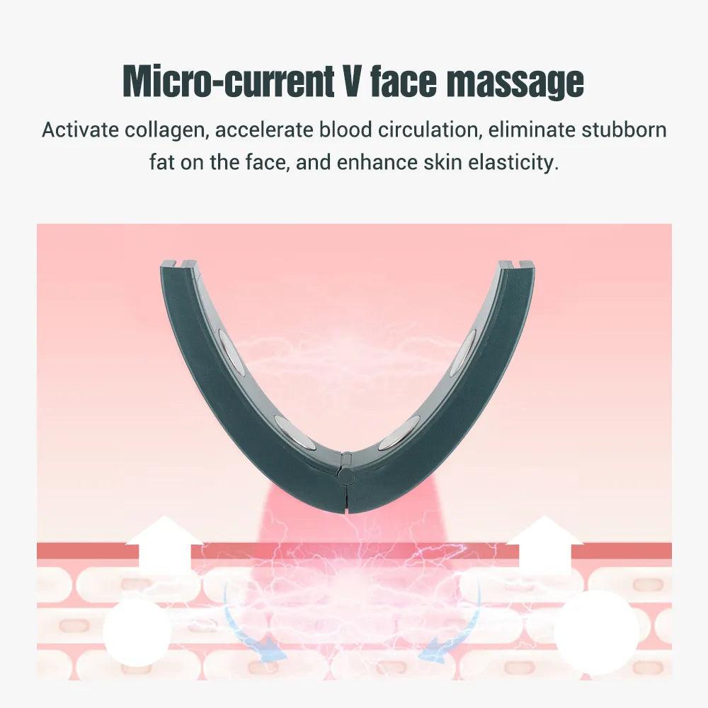 Microcurrent V - face Face Lift Device 6Mode Heated Skin Rejuvenation Double Chin V Face Vibration Massager Wireless Remote Control - Ammpoure Wellbeing