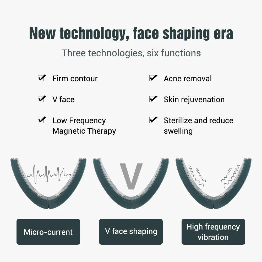 Microcurrent V - face Face Lift Device 6Mode Heated Skin Rejuvenation Double Chin V Face Vibration Massager Wireless Remote Control - Ammpoure Wellbeing
