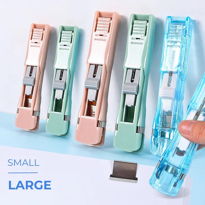 Mini Traceless Reusable Hand Clamp Push Stapler Paper Book File Office School Student Binder Binding Tools Supplies Accessories - Ammpoure Wellbeing