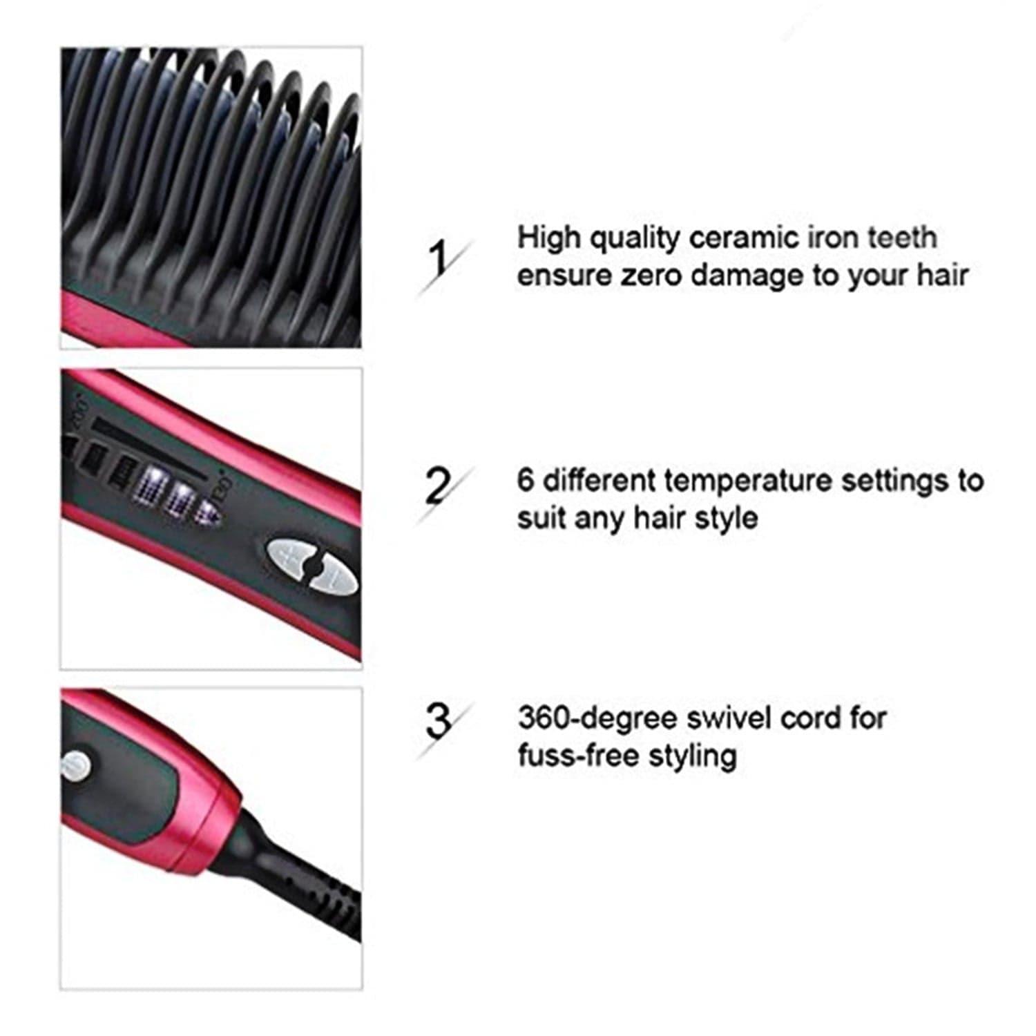 Multifunctional Hair Straightener Comb Anti - Scald Hair Straightening Brush Comb Fast Heating Hair Straightener - Ammpoure Wellbeing