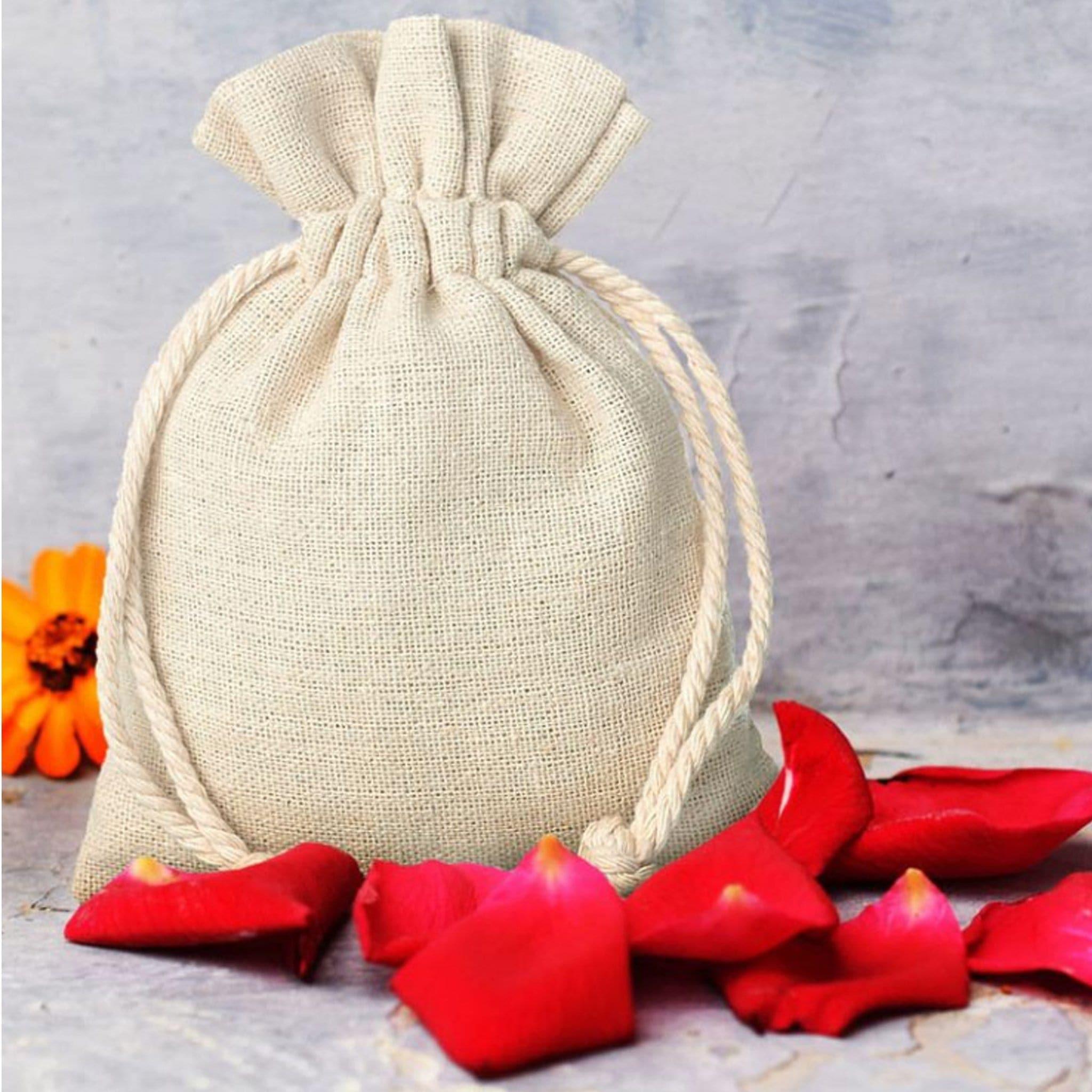 Natural Jute Drawstring Pouch Bag (5 Pieces) - Ammpoure Wellbeing