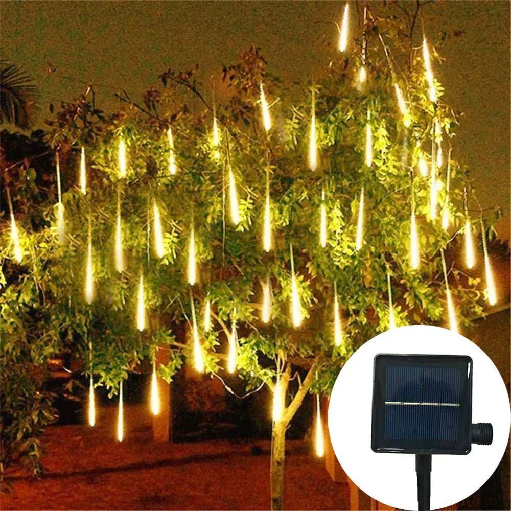 Navidad 2024 Christmas Tree Ornaments Decoration 30/50cm 8 Tubes Solar LED Meteor Shower Light String Lamp Fairy Garden Decor - Ammpoure Wellbeing