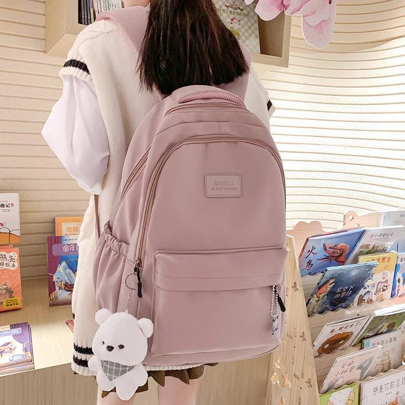 New Female Fashion Lady High Capacity Waterproof College Backpack Trendy Women Laptop School Bags Cute Girl Travel Book Bag Cool - Ammpoure Wellbeing