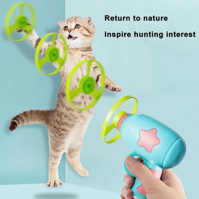 New Funny Cat Toy Interactive Play Pet Training Toy Mini Flying Disc Windmill Catapult Pet Toys Cat Dog Chewing Playing Supplies - Ammpoure Wellbeing