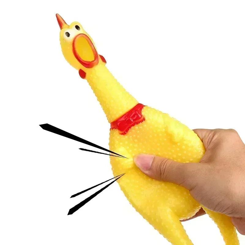 New Pet Dog Squeak Toy Screaming Chicken Squeeze Dog Chew Toy Durable and Fun Yellow Rubber Exhaust Chicken 17CM 31CM 40CM Toys - Ammpoure Wellbeing