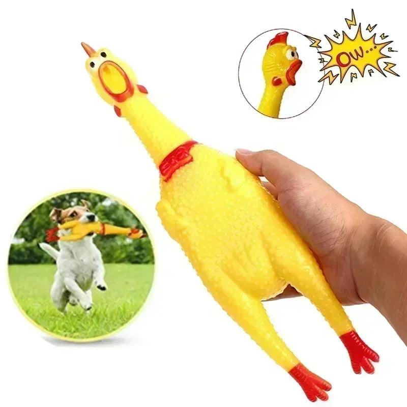 New Pet Dog Squeak Toy Screaming Chicken Squeeze Dog Chew Toy Durable and Fun Yellow Rubber Exhaust Chicken 17CM 31CM 40CM Toys - Ammpoure Wellbeing