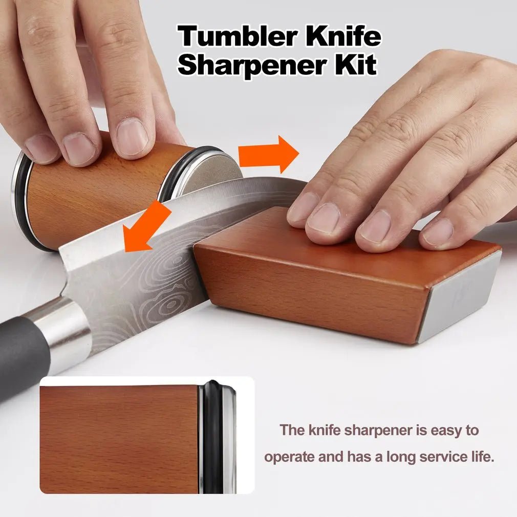 New Rolling Knife Sharpener Kit Magnetic Knife Holder Adjustable Angle Cylinder Set Kitchen Ceramic Polishing Disc Kitchen Tool - Ammpoure Wellbeing