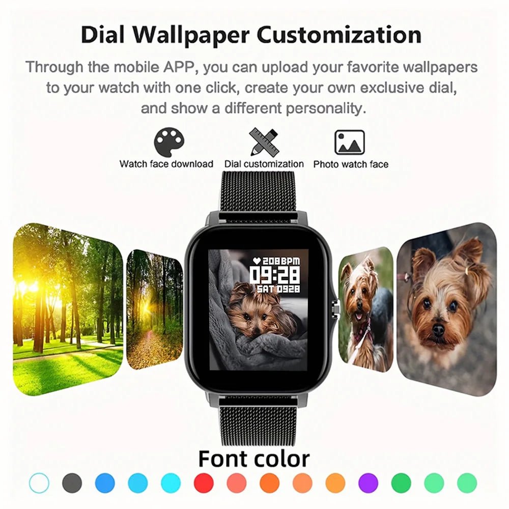 NEW Smart Watch Android Phone 1.44" Color Screen Full Touch Custom Dial Smart Watch Women Bluetooth Call Smart Watch Men - Ammpoure Wellbeing