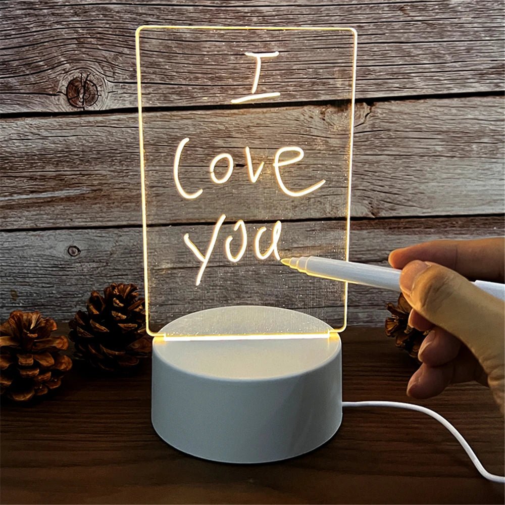 Note Board Creative Led Night Light USB Message Board Holiday Light With Pen Gift For Children Girlfriend Decoration Night Lamp - Ammpoure Wellbeing