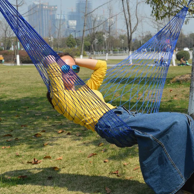 Nylon Hammock Portable Garden Mesh Net Sleeping Bed Hamaca for Outdoor Travel Camping Hamak Blue Green Red Hamac - Ammpoure Wellbeing