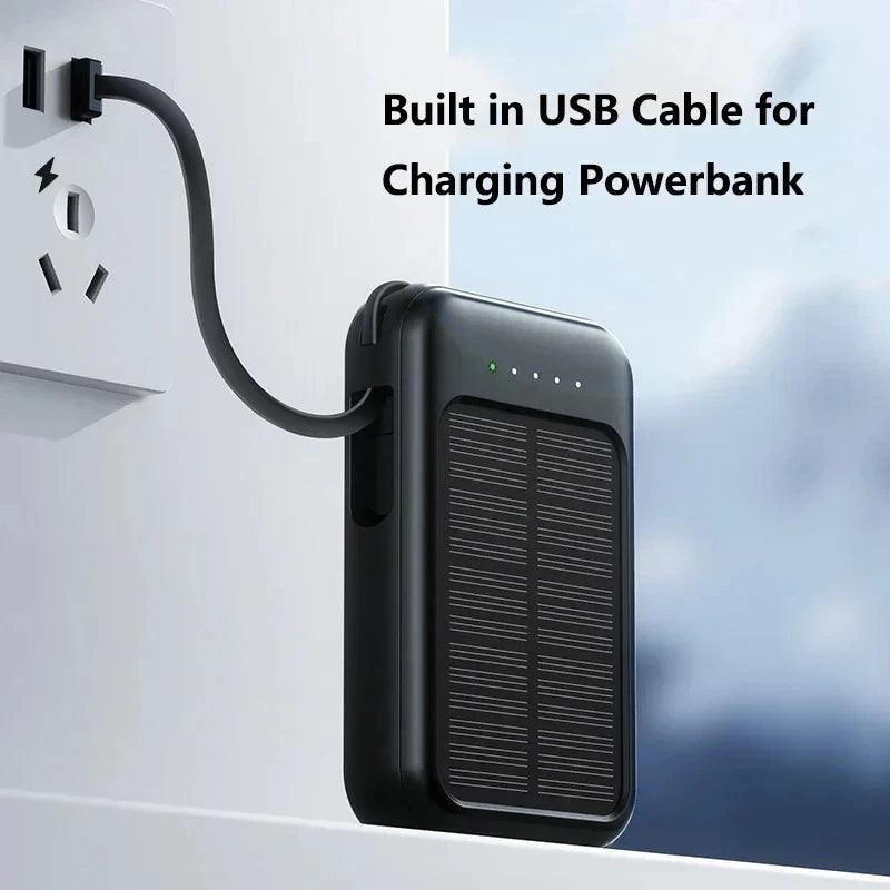Original Power Bank 50000mAh Solar Charging Compact Portable Built - in Cable Power Bank - Ammpoure Wellbeing