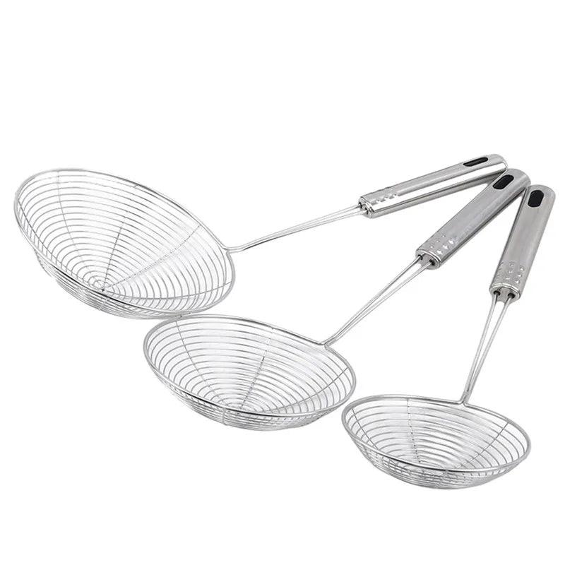 Oval Skimmer Stainless Steel Filter Mesh Oil Pot Food Filter Cookware Colander Fried Filter Kitchen Strainer Baking Cooking Tool - Ammpoure Wellbeing