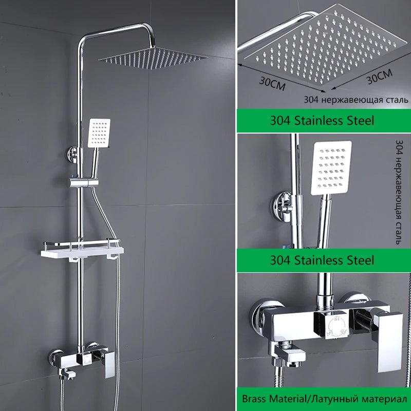 OXG Black/Chrome Brass Shower Faucets Bathroom Shower Mixer Faucet Shower System Rainfall Shower Set Shower Spray For Bathroom - Ammpoure Wellbeing