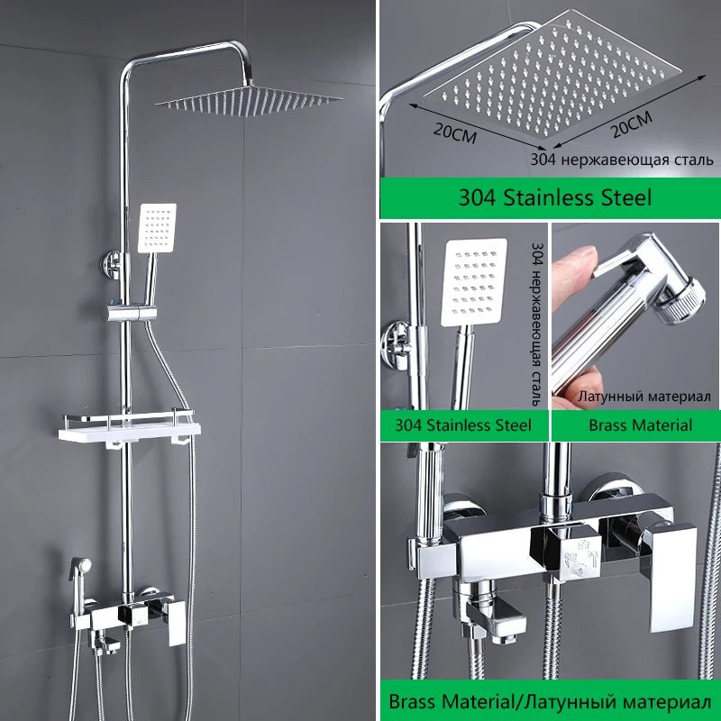 OXG Black/Chrome Brass Shower Faucets Bathroom Shower Mixer Faucet Shower System Rainfall Shower Set Shower Spray For Bathroom - Ammpoure Wellbeing