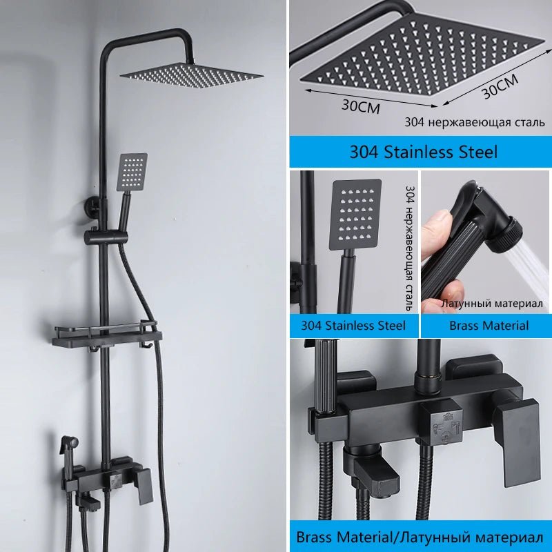 OXG Black/Chrome Brass Shower Faucets Bathroom Shower Mixer Faucet Shower System Rainfall Shower Set Shower Spray For Bathroom - Ammpoure Wellbeing