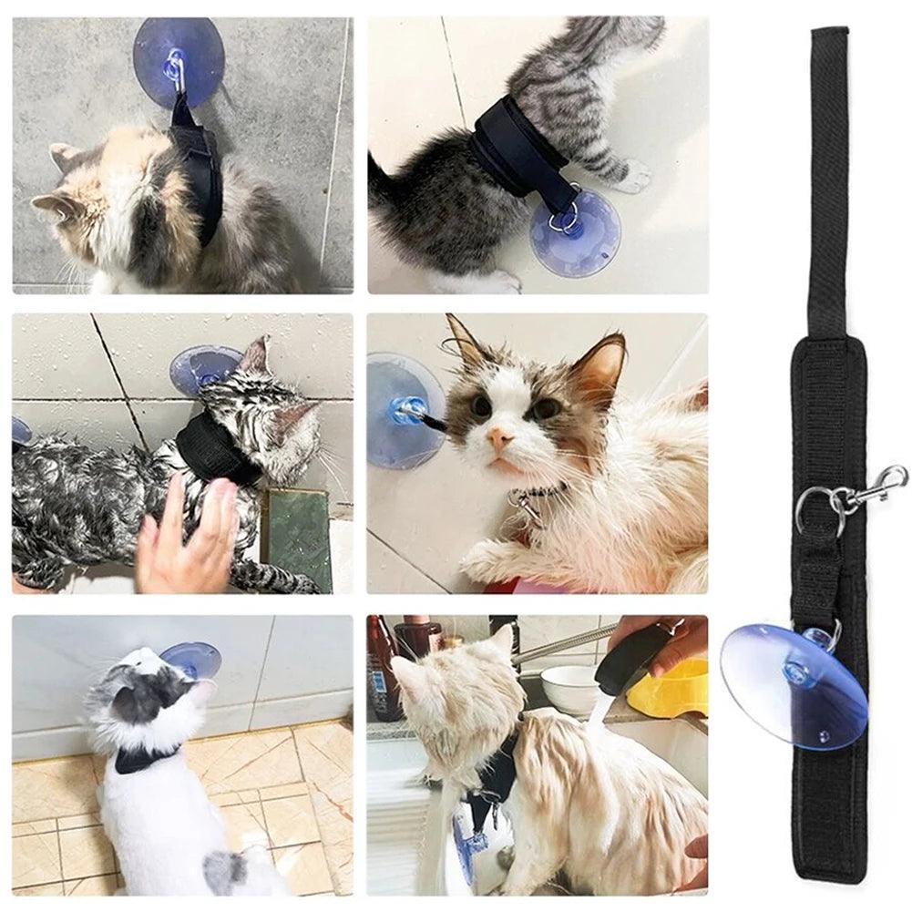 Pet Bath Fixation Strap with Sucktion Cup Cat Dog Shower Restraint Leash Anti Scratch Escaping Leash Pet Bathing Grooming Tool - Ammpoure Wellbeing