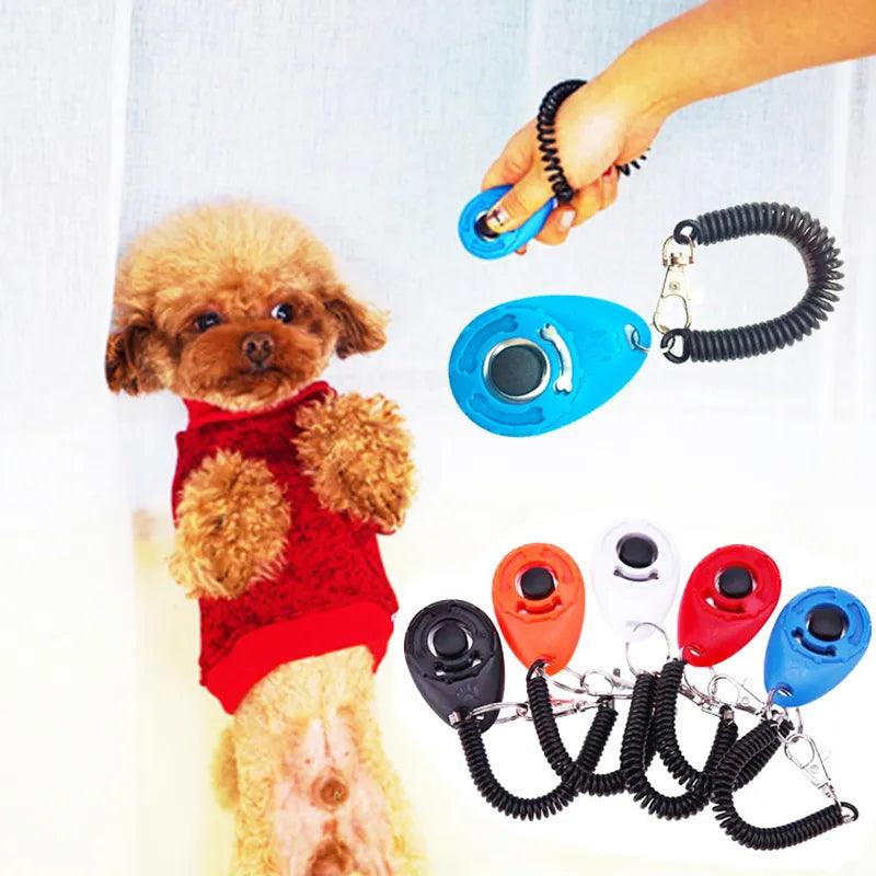 Pet Cat Dog Training Clicker Plastic New Dog Click Trainer Portable Auxiliary Adjustable Wristband Sound Key Chain Dog Supplies - Ammpoure Wellbeing