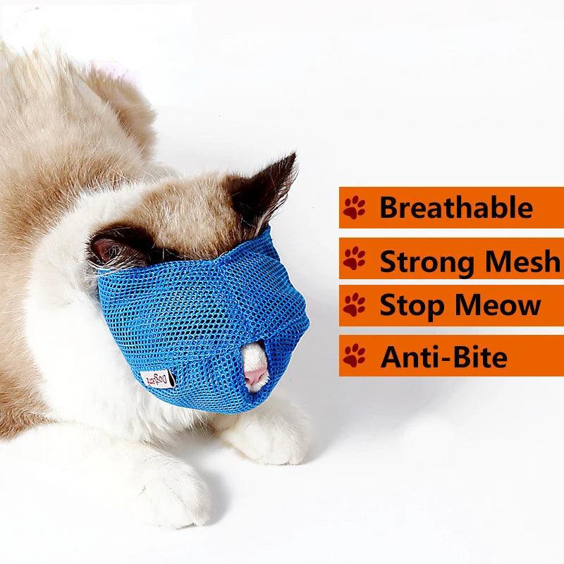 Pet Cats Anti Bite Muzzles Breathable Mesh Cat Travel Tool Bath Beauty Grooming Supplies Cat Bathing Bag Pet Cat Muzzle Procucts - Ammpoure Wellbeing